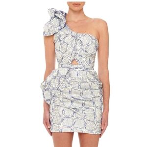 Eliya the Label Elevation Mini Dress Silver and Blue Metallic Cocktail Dress